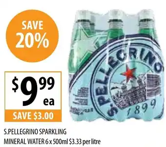 Supabarn S.PELLEGRINO SPARKLING MINERAL WATER 6x500ml offer