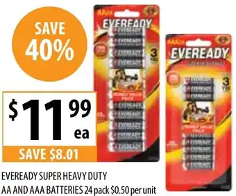 Supabarn EVEREADY SUPER HEAVY DUTY AA AND AAA BATTERIES 24 pack offer