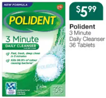 Soul Pattinson Chemist Polident 3 Minute Daily Cleanser 36 Tablets offer