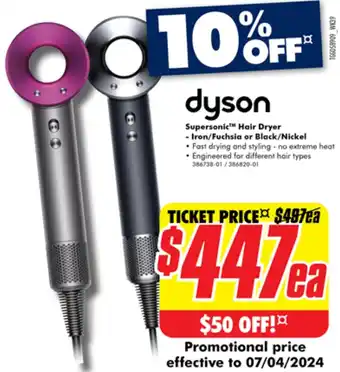 The Good Guys dyson Supersonic™ Hair Dryer - Iron/Fuchsia or Black/Nickel offer