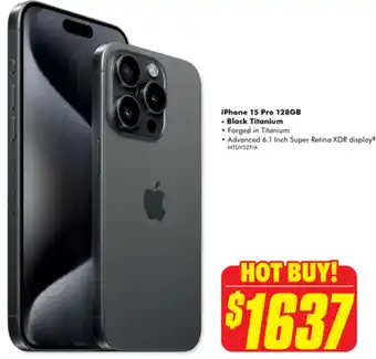 The Good Guys iPhone 15 Pro 128GB - Black Titanium offer