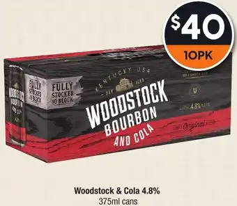 Super Cellars Woodstock & Cola 4.8% 375ml cans offer