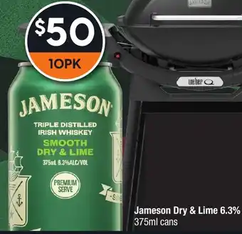 Super Cellars Jameson Dry & Lime 6.3% 375ml cans offer