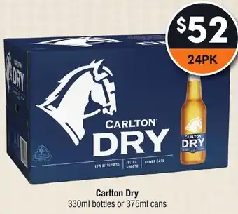 Super Cellars Carlton Dry 330ml bottles or 375ml cans offer