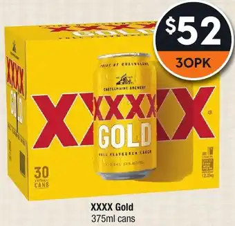 Super Cellars XXXX Gold 375ml cans offer