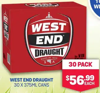 SipnSave WEST END DRAUGHT 30 X 375ML CANS offer