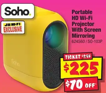 JB Hi-Fi Portable HD Wi-Fi Projector With Screen Mirroring offer