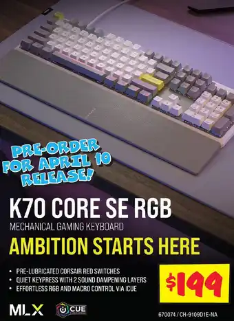 JB Hi-Fi K70 CORE SE RGB offer