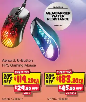 JB Hi-Fi Aerox 3, 6-Button FPS Gaming Mouse offer