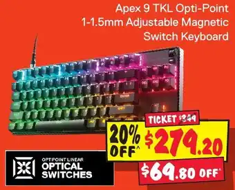 JB Hi-Fi Apex 9 TKL Opti-Point 1-1.5mm Adjustable Magnetic Switch Keyboard offer