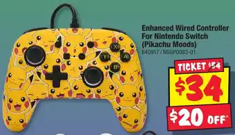 JB Hi-Fi Enhanced Wired Controller For Nintendo Switch (Pikachu Moods) offer