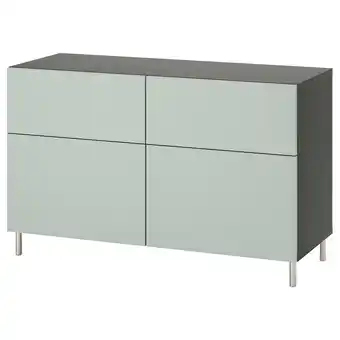 IKEA BestÅ Storage combination w doors/drawers, dark grey/hjortviken/Ösarp pale grey-green, 120x42x74 cm offer