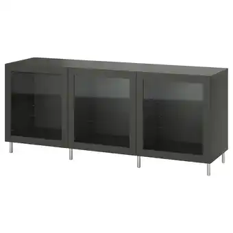 IKEA BestÅ Storage combination with doors, dark grey Sindvik/dark grey clear glass, 180x42x74 cm offer