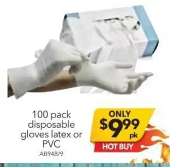 100 Pack Disposable Gloves Latex or PVC