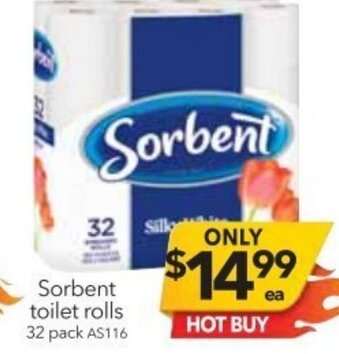 Cheap as Chips Sorbent Toilet Rolls 32 pack offer