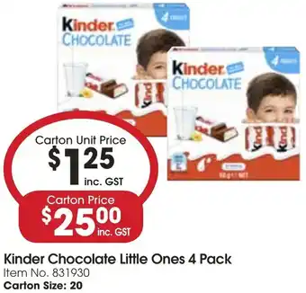 Campbells Wholesale Kinder Chocolate Little Ones 4 Pack offer