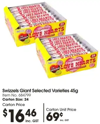 Campbells Wholesale Swizzels Giant Selected Varieties 45g offer