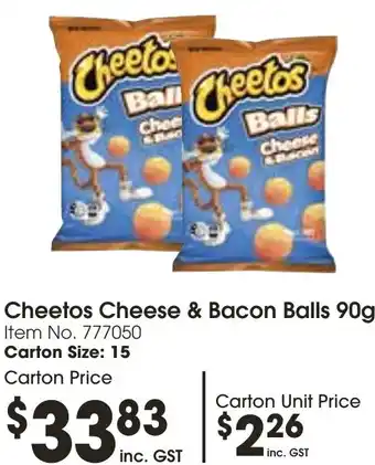 Campbells Wholesale Cheetos Cheese & Bacon Balls 90g offer