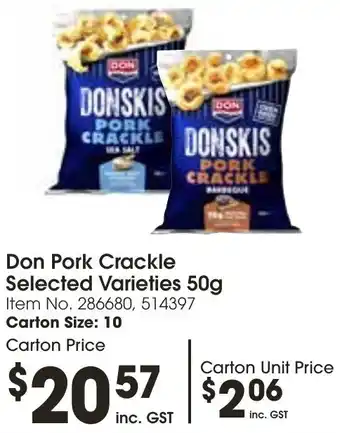 Campbells Wholesale Don Pork Crackle Selected Varieties 50g offer