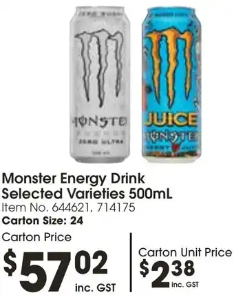 Campbells Wholesale Monster Energy Drink Selected Varieties 500mL offer