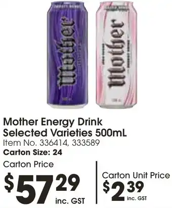 Campbells Wholesale Mother Energy Drink Selected Varieties 500mL offer