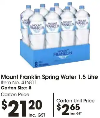 Campbells Wholesale Mount Franklin Spring Water 1.5 Litre offer