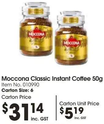 Campbells Wholesale Moccona Classic Instant Coffee 50g offer
