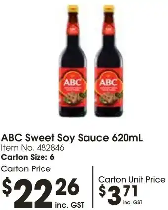 Campbells Wholesale ABC Sweet Soy Sauce 620mL offer