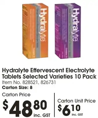 Campbells Wholesale Hydralyte Effervescent Electrolyte Tablets Selected Varieties 10 Pack offer