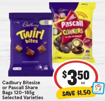 Ritchies Cadbury Bitesize or Pascall Share Bags 120-185g Selected Varieties offer