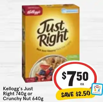 Ritchies Kellogg's Just Right 740g or Crunchy Nut 640g offer