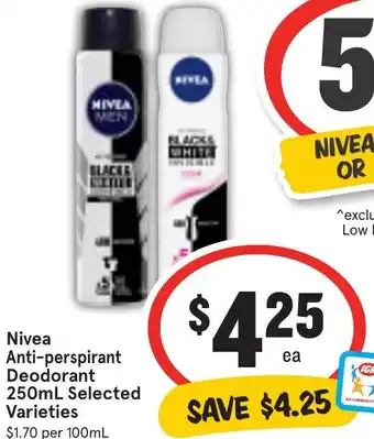 Ritchies Nivea Anti-perspirant Deodorant 250mL offer