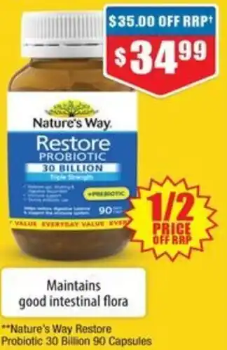 Chemist Warehouse Nature's Way Restore Probiotic 30 Billion 90 Capsules offer