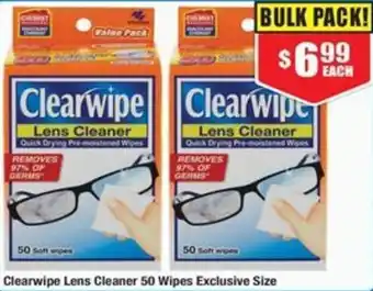 Chemist Warehouse Clearwipe Lens Cleaner 50 Wipes Exclusive Size offer