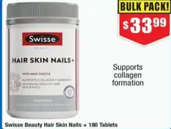 Chemist Warehouse Swisse Beauty Hair Skin Nails + 180 Tablets offer