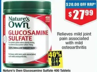 Chemist Warehouse Nature's Own Glucosamine Sulfate 400 Tablets offer