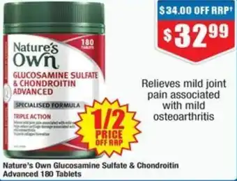 Chemist Warehouse Nature's Own Glucosamine Sulfate & Chondroitin Advanced 180 Tablets offer