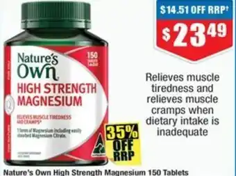 Chemist Warehouse Nature's Own High Strength Magnesium 150 Tablets offer