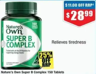 Chemist Warehouse Nature's Own Super B Complex 150 Tablets offer