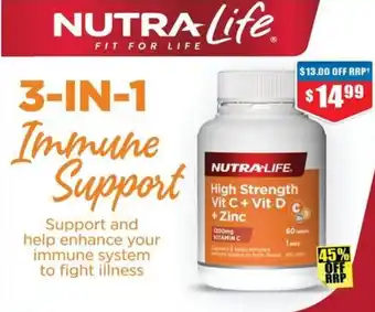 Chemist Warehouse NUTRA life High Strength Vit C + Vit D +Zinc offer