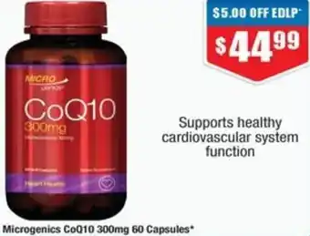 Chemist Warehouse Microgenics CoQ10 300mg 60 Capsules offer