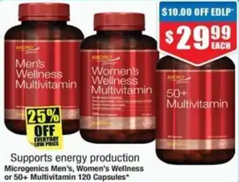 Chemist Warehouse Microgenics Men's, Women's Wellness or 50+ Multivitamin 120 Capsules offer