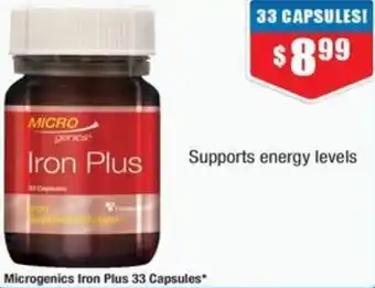 Chemist Warehouse Microgenics Iron Plus 33 Capsules offer