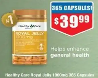 Chemist Warehouse Healthy Care Royal Jelly 1000mg 365 Capsules offer