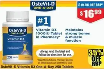 Chemist Warehouse OsteVit-D Vitamin D3 One-A-Day 250 Tablets offer