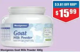 Chemist Warehouse Maxigenes Goat Milk Powder 400g offer