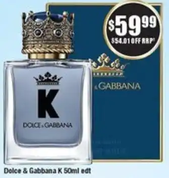 Chemist Warehouse Dolce & Gabbana K 50ml edt offer