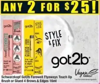 Chemist Warehouse Schwarzkopf Got2b Farewell Flyaways Touch Up Brush or Glued 4 Brows & Edges 16ml offer