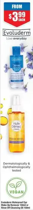 Chemist Warehouse Evoluderm Waterproof Eye Make-Up Remover 150ml or Rinse Off Cleansing Oil 150ml offer