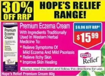 Chemist Warehouse Hope's Relief Premium Cream 60g offer